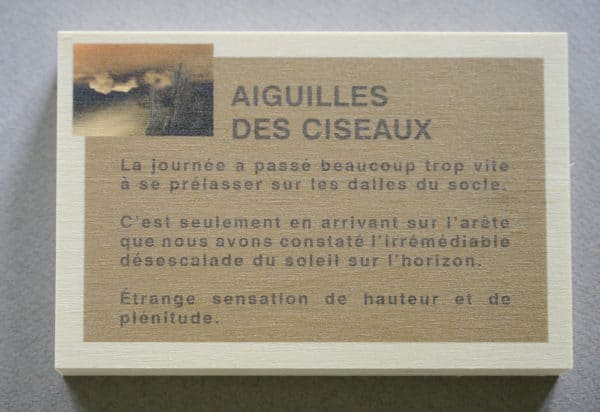 Plaquette Aiguilles de ciseaux par Philippe Jaccard