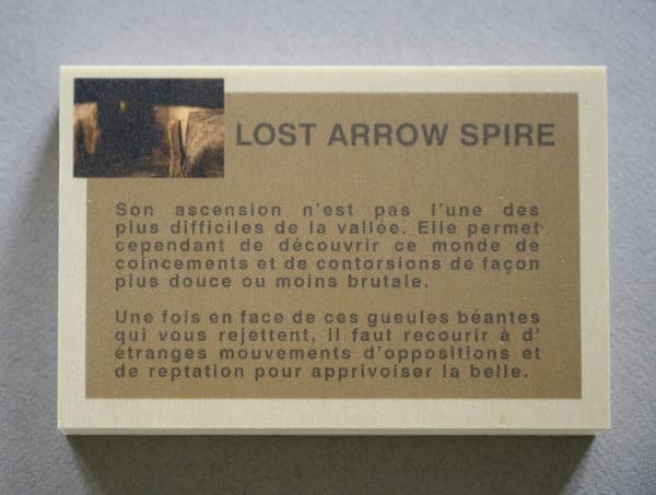 Plaquette Lost Arrow Spire par Philippe Jaccard